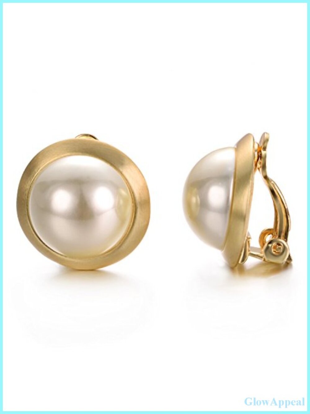 Clip On Earrings for Women Faux Pearl 18K Gold Plated Non Pierced Jewelry